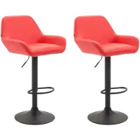 Décoshop26 Lot de 2 tabourets de bar moderne et confortable en synthétique rouge pieds trompette en métal noir TDB10222