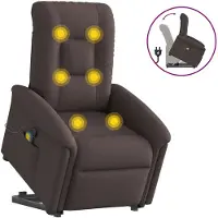 vidaXL Fauteuil de massage avec releveur Tissu marron foncé