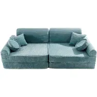 Meowbaby Sofa Pour Enfants, Canapé, Aesthetic, Côtelé, Turquoise