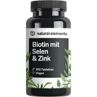 Natural Elements Comprimés de biotine avec sélénium et zinc - 365 comprimés (pour 12 mois)