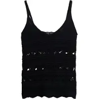 Superdry pour femme. W6012031A Top en crochet noir (S), Casuel, Coton, Sans manches / bretelles