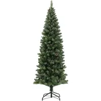 HOMCOM Sapin de Noël artificiel enneigé H180 cm 618 branches 50 pommes de pin