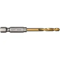 Milwaukee Hss-g Tin 4.0 Mm Hex Metal Drill Bit 10 Units Doré