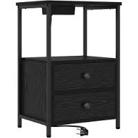 vidaXL Table de nuit avec station de chargement avec tiroir Chêne noir