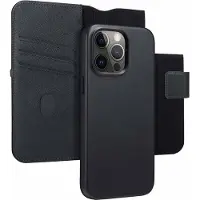 Accezz Étui de télephone portefeuille en cuir 2-en-1 avec MagSafe pour Apple iPhone 15 Pro Max - Onyx Black