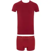 Emporio Armani pour homme. EM000398_AF14978 Megalogo - Ensemble t-shirt et boxer bordeaux (M), Rouge, Homewear, Coton, Manche courte