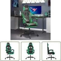 The Living Store Chaise de jeu avec repose-pieds Noir et vert Similicuir