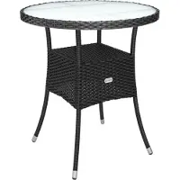 Casaria Table en résine tressée noir Ø60cm ronde pour jardin et balcon