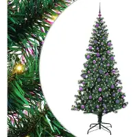 vidaXL Sapin de Noël artificiel pré-éclairé vert 210 cm