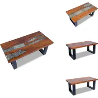 vidaXL Table basse en résine de teck 100x50 cm - Tables basses
