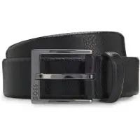 BOSS Ceinture en cuir grainé italien avec boucle à ardillon couleur acier