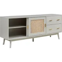 En.casa Armoire TV 'Susa' 2 portes coulissantes avec façade en polyrattan 160 x 40 x 65 cm Beige