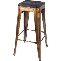 Urban Living Tabouret de bar vintage Liv - H. 77 cm - Doré et noir