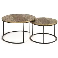 GINER Y COLOMER Lot de 2 tables basses Lecce en métal, 45 cm x 76 cm x 76 cm / 40 cm x 60 cm x 60 cm