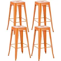 Décoshop26 Lot de 4 tabourets de bar style industriel avec repose-pieds en métal orange TDB10290