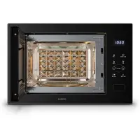 Klarstein Velaire Micro Onde Encastrable 25 Litres avec Grill – 850W, 1200W Grill, 8 Programmes,Tactile, Acier Inox, Plateau 31,5cm – Micro-ondes Encastrable, Noir
