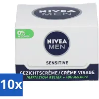Nivea Crème de Jour Sensitive Visage MEN 50 ml - Pack avantage - 10 pièces
