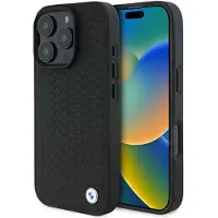 BMW Coque iPhone 16 Pro Max MagSafe avec logo diamant en métal noir