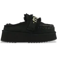 Mou pour femme. MU.FW681006A Sabots en cuir Echo avec logo sur sangle noire (40), 3 à 5 cm, Aucun, Casuel