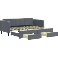 vidaXL Lit de jour extensible avec tiroirs gris foncé 90x200 cm velours