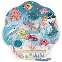 Vilac Jeu de pêche à la ligne - - Pêche à la ligne magnétique Océan - 12 animaux marins - Bois - 2 ans et plus