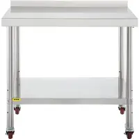 Vevor Table de Travail en Inox 91,4 x 61 x 89 cm Table de Préparation de Cuisine Capacité de Charge de 200 kg Plan de Travail Cuisine Étagère Réglable à 3 Niveaux pour Ranger Objets et Hacher Légumes