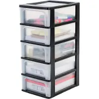 IRIS OHYAMA , Tour De Rangement 5 Tiroirs - Organizer Chest - Och-2005 Plastique, Noir/Transparent, 56 L, 26 X 35,5 X 61 Cm