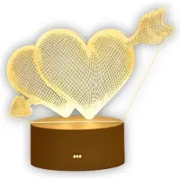 Extralink Home, lampe de chevet Pierced Hearts, illusion d'optique 3D pour la chambre à coucher, USB