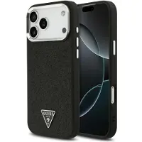 GUESS - Glitter Triangle Logo MagSafe (GUHMP17XPFGTSCMK) - iPhone 17 Pro Max - Black (Apple iPhone 17 Pro Max), Coque pour téléphone portable, Noir