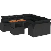 vidaXL Ensemble de canapé de jardin avec coussins 9 pcs noir