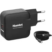 Hamlet USB-C 65W GaN Power Delivery Power Supply avec câble de 2 mètres Noir