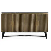 ZENZERO E COLORE Buffet avec 4 portes en bois recouvert de bronze et plateau en marbre
