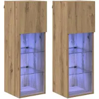 vidaXL Meubles TV à fixer au mur, 2 pièces, bois composite imitation chêne artisanal