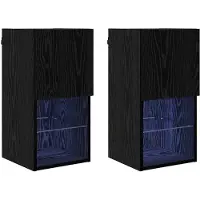 vidaXL Meubles TV muraux, 2 pièces, noir, imitation chêne