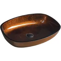 Sapho Beauty - Lavabo pour comptoir, 540x395 mm, sans trop-plein, verre brun TY223