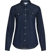 Vila Bista Denim Long Sleeve Shirt Bleu S Femme
