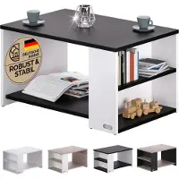 Casaria Table basse Santa Cruz blanc/anthracite 90x60x50cm