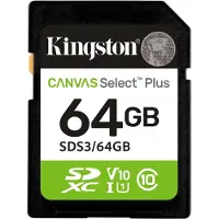 Kingston Technology 64 Go SDXC Canvas Select Plus Gen3 100 Mo/s C10 UHS-I U1 V10