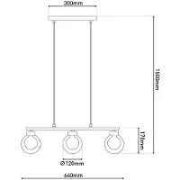 Naeve Suspension - Lot de 3 suspensions "DONIKA", longueur : 64 cm, lampadaire de style scandinave, en métal et en verre, de couleur marron, hauteur : 150 cm, dimensions : 64 x 12 cm, culot G9