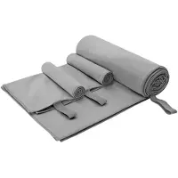 vidaXL Set de serviettes de sport 3 pcs Gris foncé