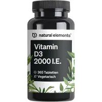 Natural Elements Comprimés de vitamine D3 2000 UI - 365 comprimés (pour 12 mois)