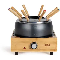 Livoo Pot à fondue 2 L 800 W Noir et bois pour 8 personnes