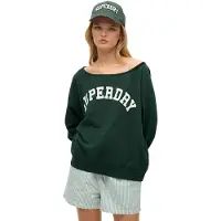 Superdry pour femme. W2012424A Sweatshirt Athletic Essential Bardot vert (L), Casuel, Coton