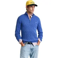 Gant pour homme. 8050603 Pull Cable Half Zip bleu (XXL), Casuel, Coton, Manche longue