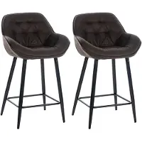 CLP Tabourets de bar Gibson (lot de 2) - revêtus de tissu, pieds en métal noir - Marron