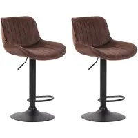 CLP - Ensemble de 2 tabourets bar Lentini, revêtus en velours, pivotants et réglables en hauteur | Couleur : marron, Structure : noire