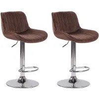 CLP Lot de 2 tabourets de bar Lentini, revêtus de velours, structure chromée