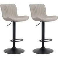CLP Lot de 2 tabourets de bar ajustables en tissu Taupe