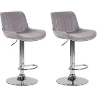 CLP Lot de 2 tabourets de bar Lentini, revêtus de velours, structure chromée