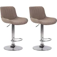 CLP Lot de 2 Tabourets de bar réglable en tissu Taupe